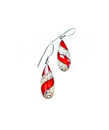 VINTAGE 925 STERLING SILVER RED  JASPER EARRINGS - $41.86