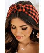 Orange Halloween Plaid Print Knotted Headband - $4.15