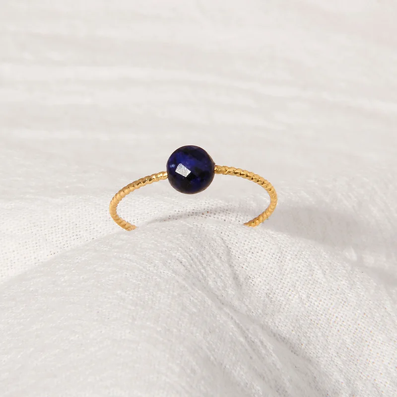 Natural Stone Rings Blue Aquamarines Amethysts Beads Finger Rings for Women Quar - £10.85 GBP