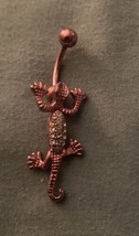 Dangle Iguana All Pink Clear Stones 14 Gauge Belly Button Ring Surgical ... - £4.56 GBP