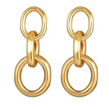 17KM Vintage Geometric Metal Chunky Chain Link Earrings For Women Gold Hollow Ro - £7.47 GBP