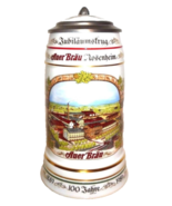 1989 Auer Brau Rosenheim 100 Years Brewery lidded 1L Masskrug German Bee... - €51,64 EUR