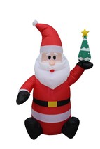 4 Foot Tall Christmas LED Inflatable Santa Claus w/ Tree Sapling Yard Decoration - £31.81 GBP