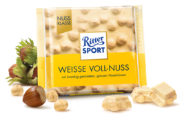 Ritter Sport - Weisse Voll-Nuss (White chocolate with whole hazelnuts)-100g - £3.95 GBP