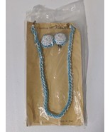 Midcentury Italarts Turquoise Seed Bead Braided Neckace Earring Set Ital... - $54.14 CAD
