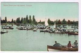 Ontario Postcard Toronto Water Scene Near The Island Boats Rowers Valentine - $8.90