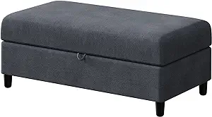 45&quot; Upholstered Storage Ottoman Bench, Rectangular Fabric Storage Footst... - $389.99