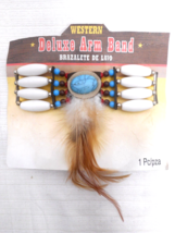 Western Deluxe Feather Arm Band Faux Beads and Feathers Novelty Pretend ... - £9.37 GBP