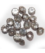 16 Vtg 5/8  inch Crystal Clear Rhinestone Shank Back Round Buttons Silve... - $15.99