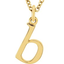 Precious Stars Unisex 14K Yellow Gold Lowercase B Initial 16 Inch Necklace - £191.01 GBP