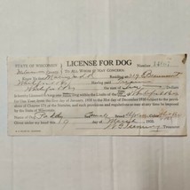State Of Wisconsin USA License For Dog &quot;PADDY&quot; - March 1935 Vintage Dog License - £55.82 GBP