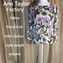 Ann Taylor Factory Yellow Floral Print Light Weight Knit Size M - £9.56 GBP