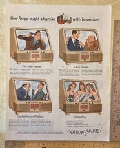 Vintage Print Ad Arrow Shirts Cartoon TV Advertising Wartime 13.5&quot; x 10.5&quot; - £12.29 GBP