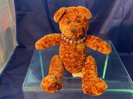 Fiesta Foo Bear Chinese Symbol &amp; Bracelet Brown Gold Plush Stuffed Animal Toy - £11.18 GBP