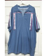 Handmade Native American Men&#39;s Blue Ribbon Shirt Pink White Hearts XL - $123.74