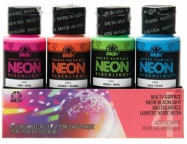 FolkArt Multi-Surface Neon Blacklight Acrylic Paint Price Per 4 Pack Pac... - $14.32