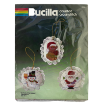 Bucilla Cross Stitch Ornaments Santa&#39; Little Friends Snowman Santa Teddy... - $17.45