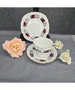 Vintage Royal Vale Tea Cup Saucer and Desert Plate Set Red Rose #7975 En... - $20.31