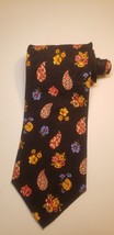 Kenzo Homme Silk Black Floral Pattern Tie Made In Italy - $24.99