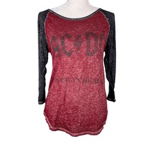 AC/DC Back In Black Graphic Baseball Tee TShirt Large Red Gray Lightweight - £14.95 GBP