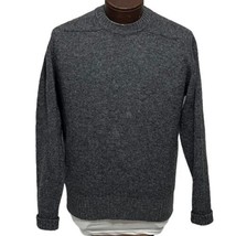 Vintage Lands&#39; End Shetland Wool Crew Neck Sweater Gray Made in England Mens Lg - £37.94 GBP