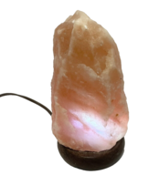 Himalayan Salt Pink Color Glow Lamp Wooden Base Cord Switch Changing Color Bulb - £17.07 GBP