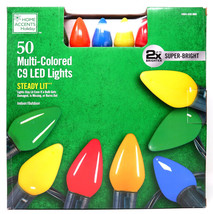 HOME ACCENTS HOLIDAY 1004 435 865 50CT MULTICOLOR LED C9 32&#39; GREEN STRIN... - £23.73 GBP