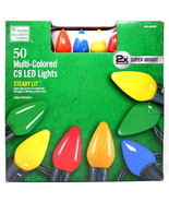 HOME ACCENTS HOLIDAY 1004 435 865 50CT MULTICOLOR LED C9 32&#39; GREEN STRIN... - £23.87 GBP