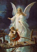 Giclee Print Oil Painting Picture Guardian Angel on canvas x inches - $14.01