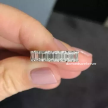 2.00 Ct Emerald Cut Lab-Created Diamond 14k White Gold Plated Eternity Band Ring - £139.29 GBP