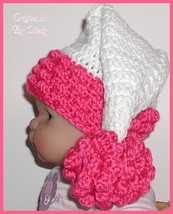 Passion Pink Baby Hat White Newborn Girls Santa Stocking Cap Elf Style - £11.09 GBP