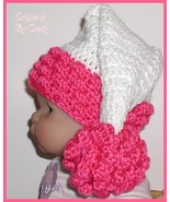 Passion Pink Baby Hat White Newborn Girls Santa Stocking Cap Elf Style - $14.00