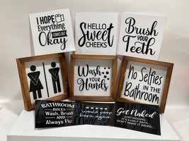 Funny Bathroom Signs Set of 3 with 9Interchangeable Sayings Farmhouse ( A4 ) - £22.72 GBP