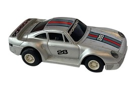 Vintage Porsche Toy car Silver Racing 28 Stripe 4.5&quot; Die Cast Metal Body... - $13.00