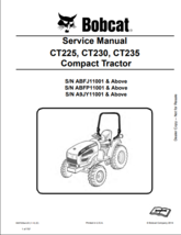 BOBCAT CT225, CT230, CT235 COMPACT TRACTOR SERVICE MANUAL SN 6987029 (1-... - €12,98 EUR