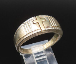 14K GOLD &amp; 925 Silver - Vintage Polished Religious Cross Ring Sz 10.5 - ... - $94.99