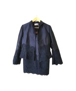 Zola Keller Women`s Suit Skirt Set Dark Blue Indigo Long Sleeve Satin La... - £195.91 GBP