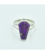 925 Sterling Silver Lab Created Turquoise gemstone Coffin Ring jewelry - $28.69 CAD+