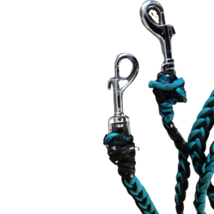 Blue and Black Nylon Knotted Barrel Roping Reins USED image 2