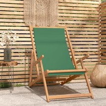 Folding Beach Chair Solid Wood Teak Green - £41.47 GBP