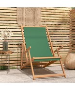 Folding Beach Chair Solid Wood Teak Green - £40.99 GBP