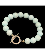 handcrafted natural Cold baby blue stone sterling silver toggle bracelet... - £43.15 GBP