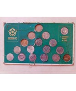 VTG MEXICAN COIN SET COCA COLA  ALBUM CARDBOARD SOCCER FIFA WORLDCUP MEX... - $1,413.24 MXN