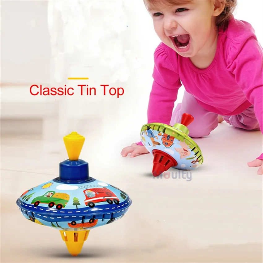 Moulty Classic Spinning Tin Top Toy Children Educational Toy Interactiv for - £15.38 GBP