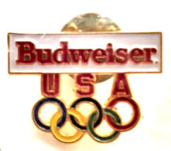 Budweiser USA Logo Multi-Color Rings Beer Brand Advertising Promo Enamel... - $12.99
