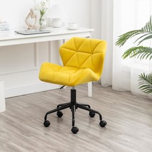 Eldon Diamond Tufted Adjustable Swivel Office Chair, Yellow, By Roundhill - £80.17 GBP