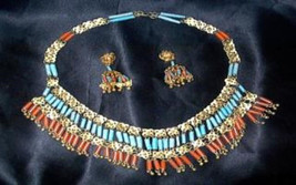c1925-30 Egyptian Necklace &amp; Earrings Schiffer Book Piece $450-500 - £353.98 GBP