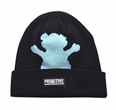 Primitive x Grizzly GripTape Black Teal Bear Fold Cuff Beanie Winter Skate Hat - £17.79 GBP