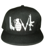 Love Cap Hat Weapons Grenade Guns Ball Black White Snap Back NEW - £13.20 GBP