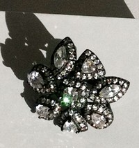 LEE ANGEL Cluster Sterling Silver Black Cocktail Ring Size 7 NEW! $300! - $97.24